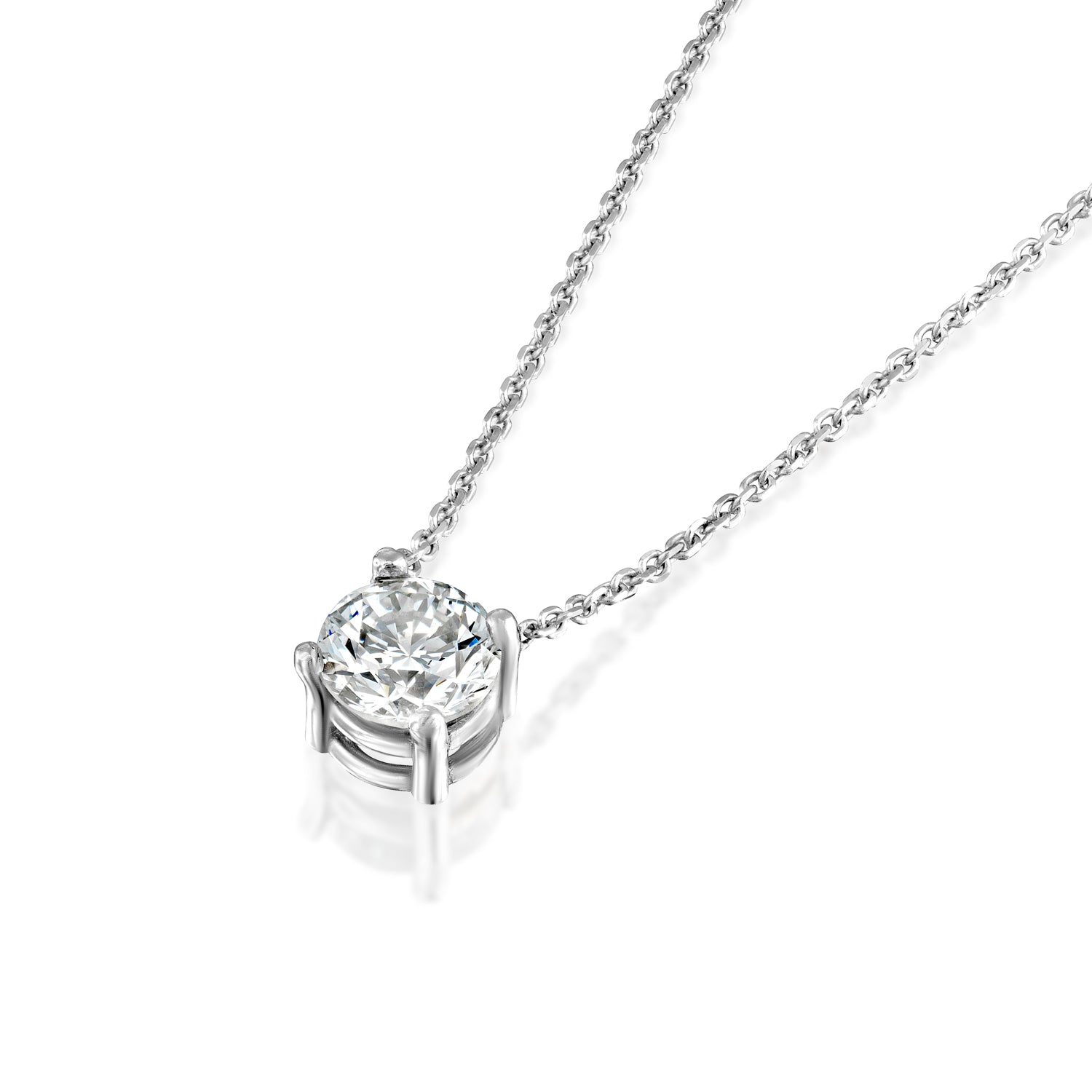 שרשרת יהלום מעבדה סוליטר קלאסית בזהב לבן