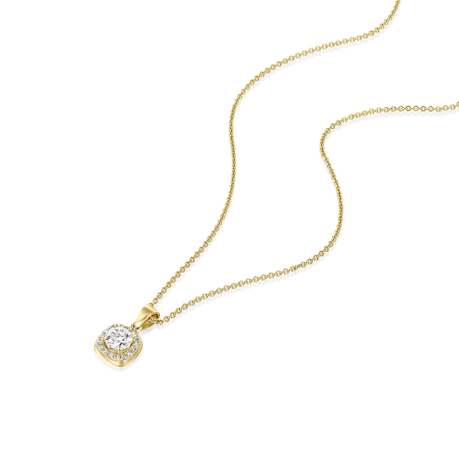 שרשרת זהב צהוב היילו מרובעת משובצת יהלום מעבדה עגול 1.81 קראט