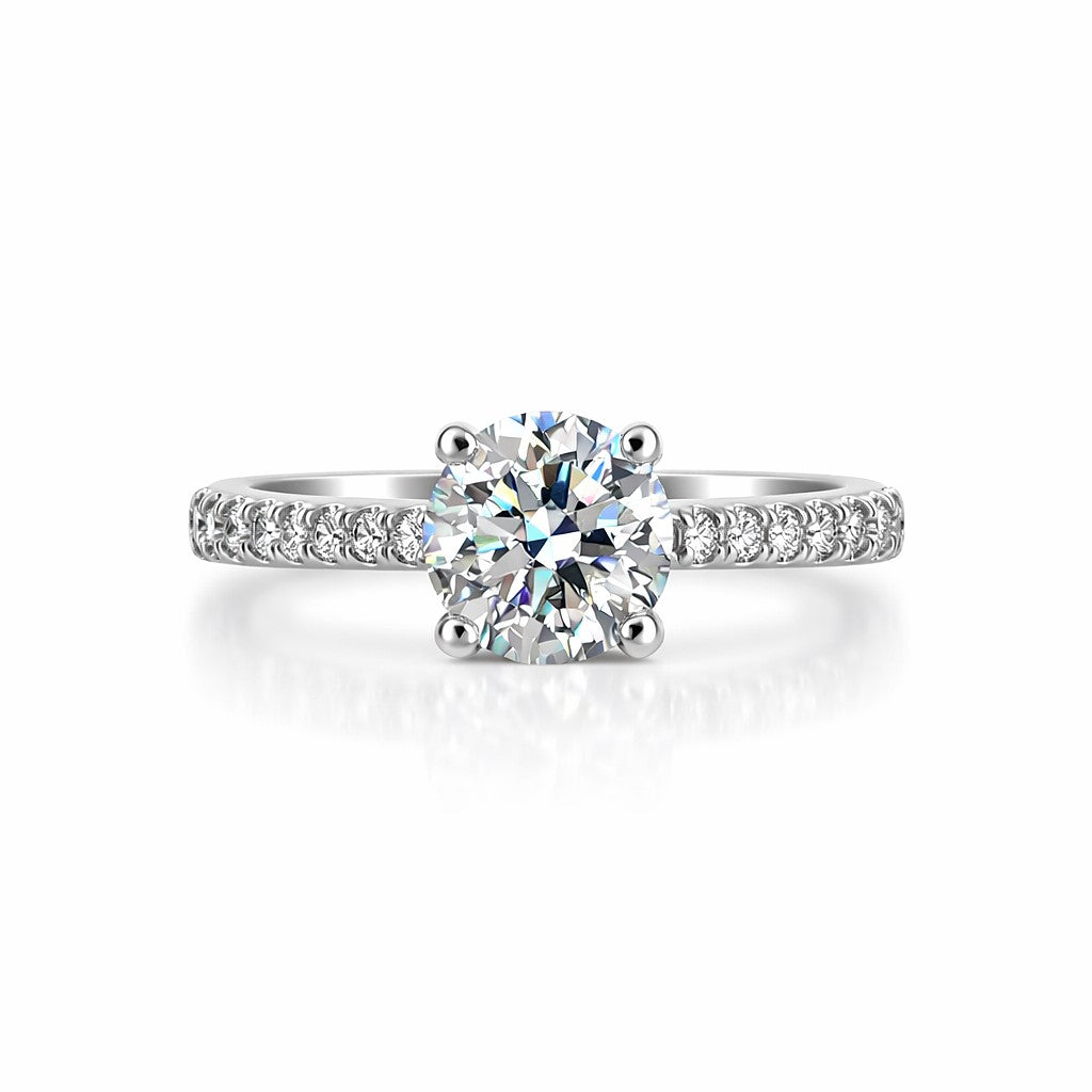 טבעת אירוסין ויולטה בשיבוץ קתדרלה מזהב לבן