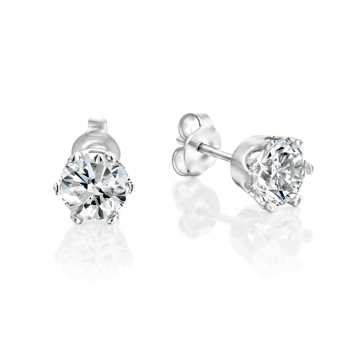 עגילי יהלומי מעבדה צמודים לאוזן 6 שיניים זהב לבן