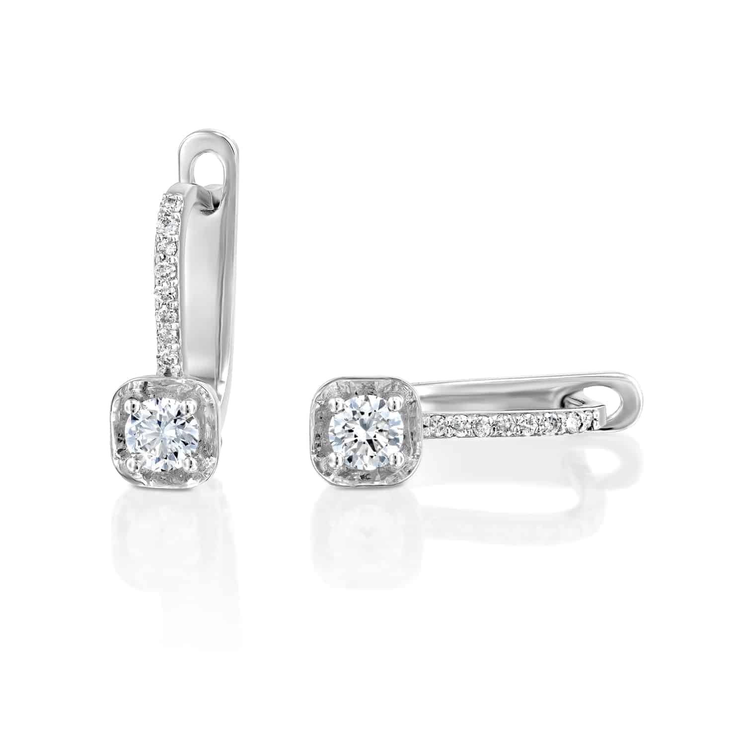 עגילי יהלום מעבדה תלויים זהב לבן