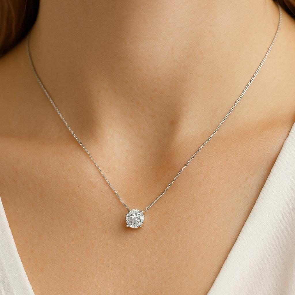 שרשרת יהלום מעבדה סוליטר קלאסית בזהב לבן