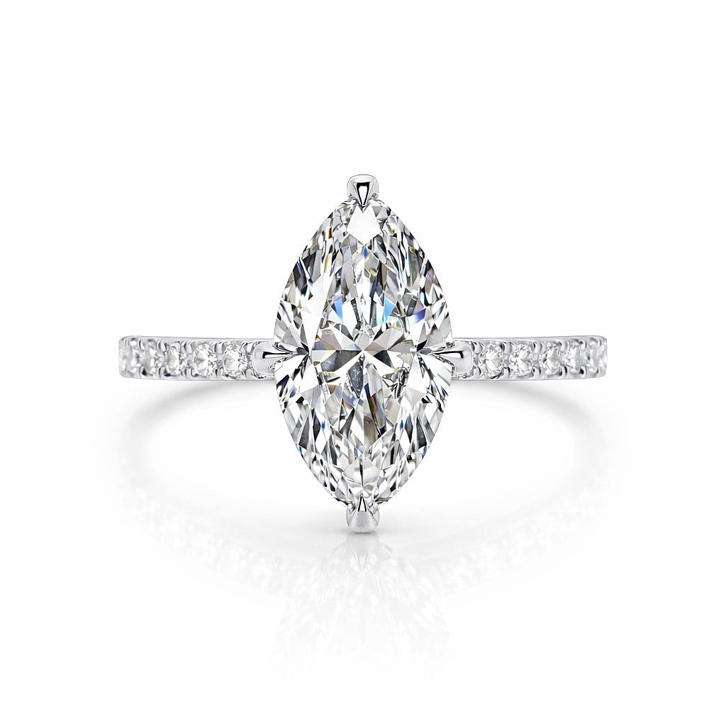 טבעת אירוסין יהלום מעבדה אריא מרקיזה בזהב לבן