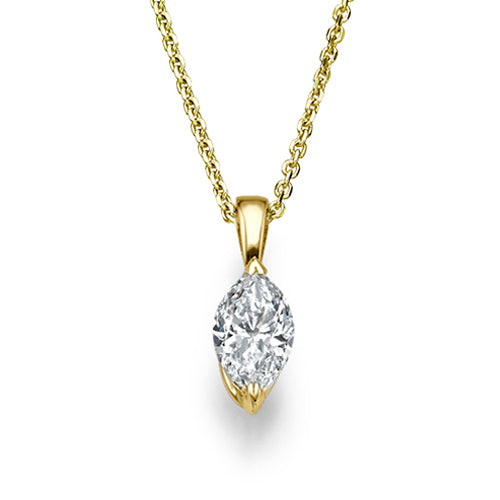 תליון ושרשרת זהב צהוב המשובצים יהלום מרקיזה חצי קראט