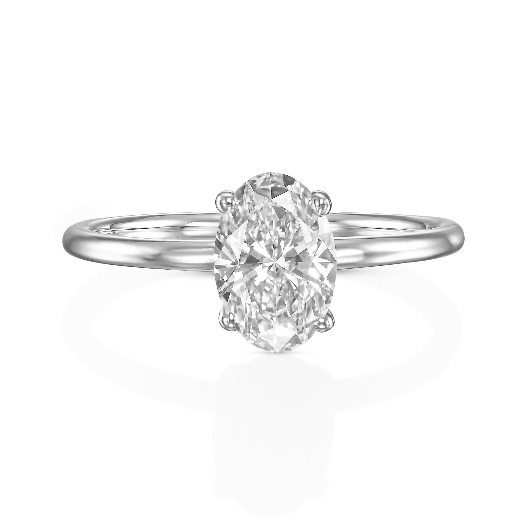 טבעת יהלום אובל "אריאנה" זהב לבן