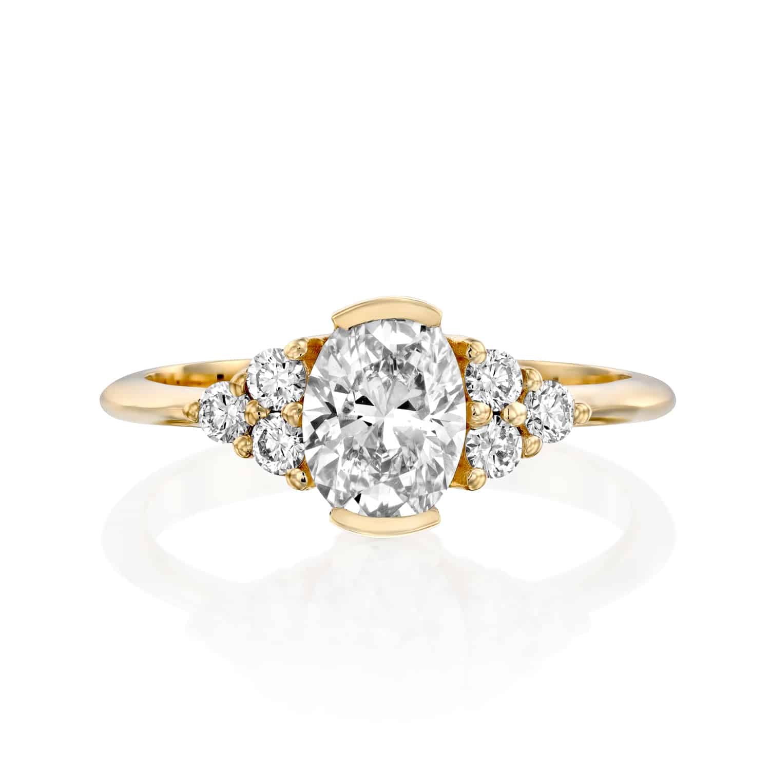 טבעת יהלומים "סאן" זהב צהוב אובל