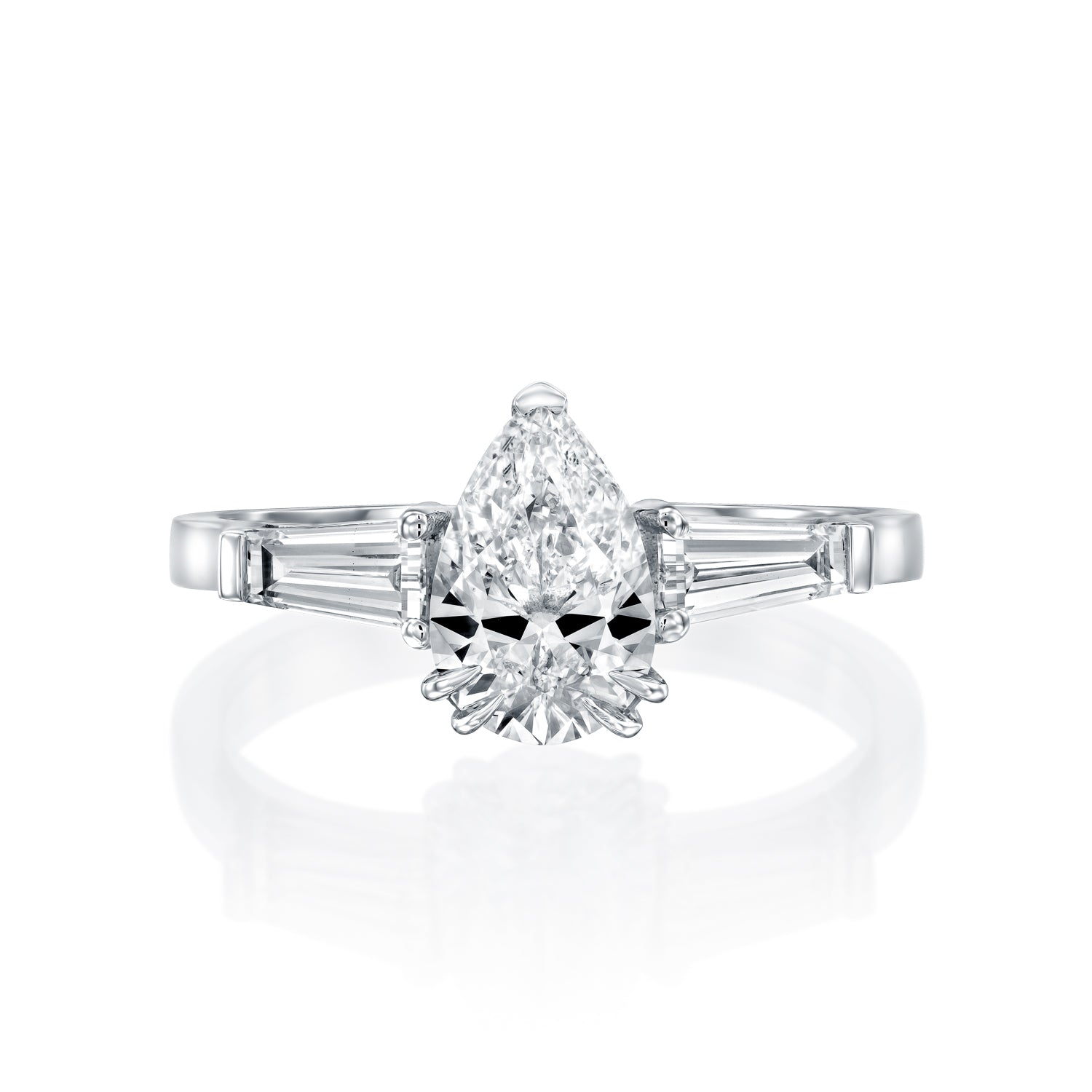 טבעת יהלום מעבדה טיפה ושני טייפרים