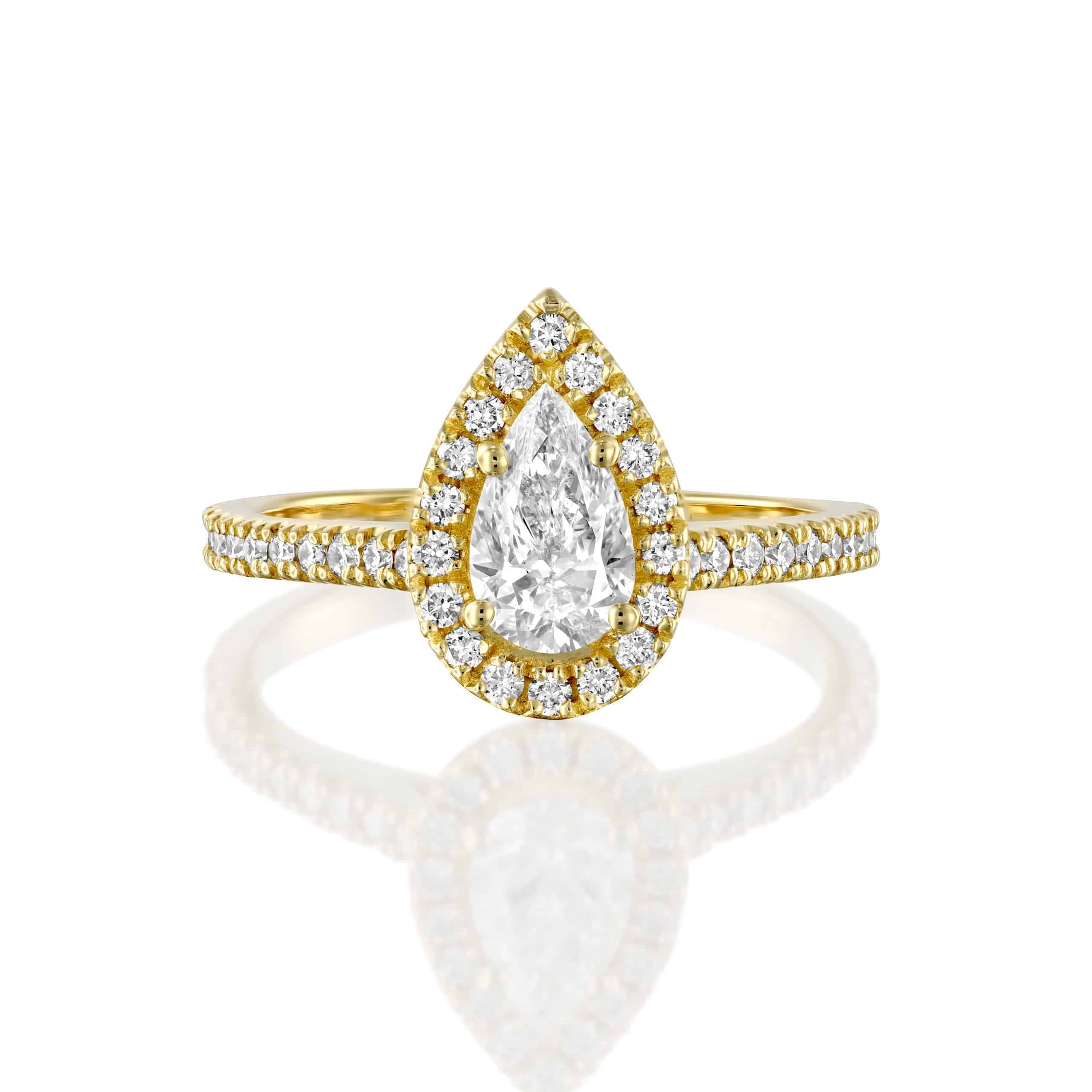 טבעת אירוסין "מלאני" יהלום טיפה זהב צהוב