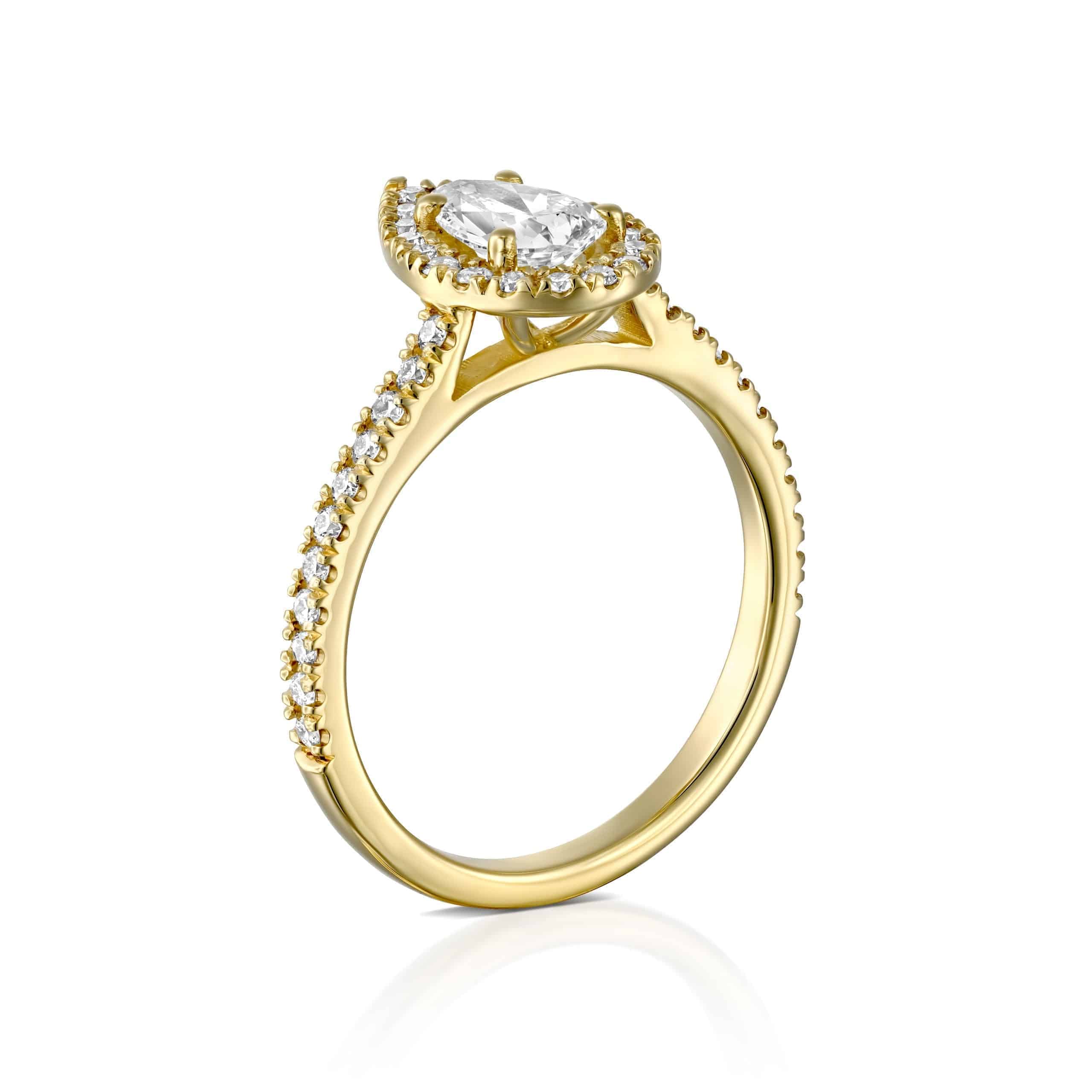 טבעת אירוסין "מלאני" יהלום טיפה זהב צהוב