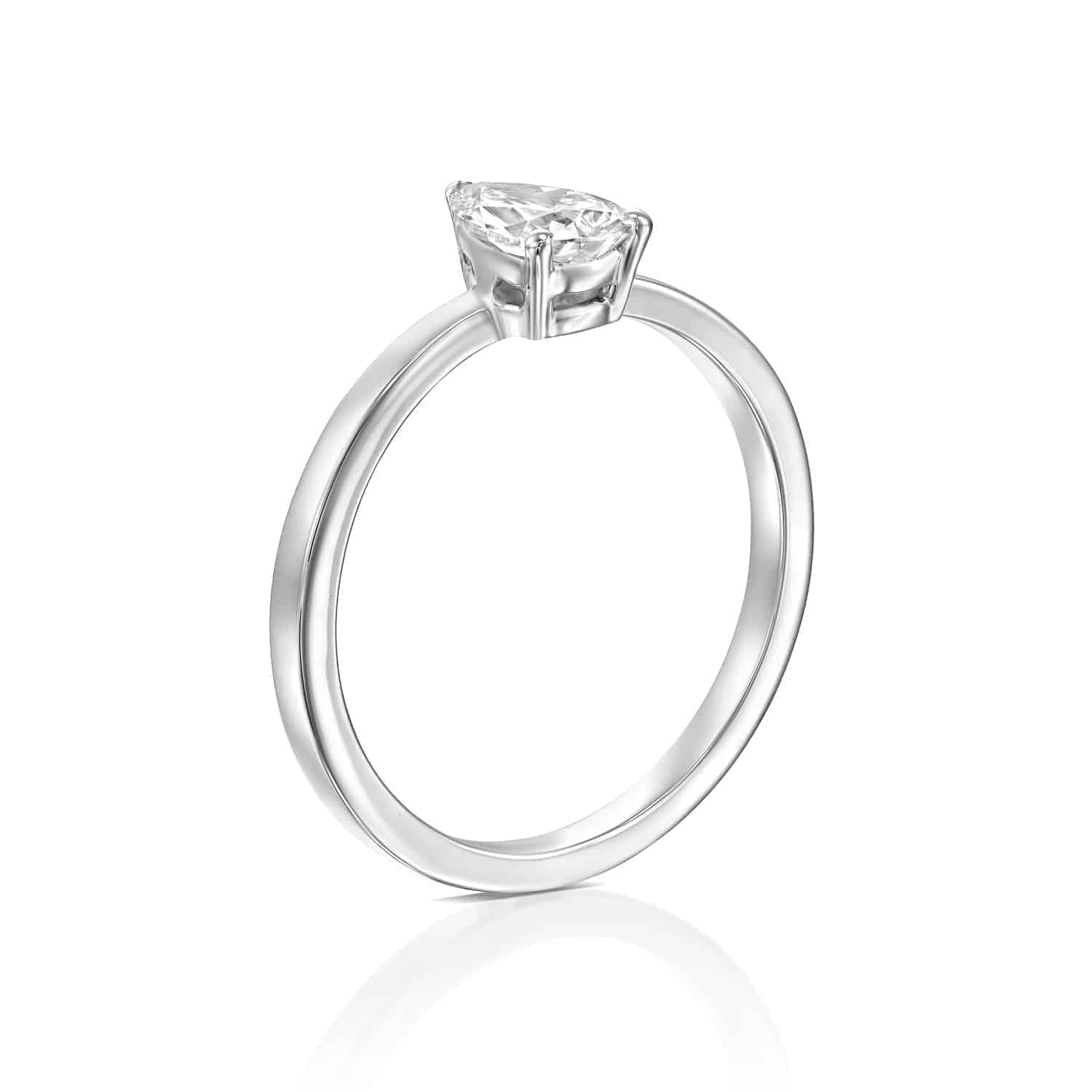 טבעת יהלום טיפה "בריטני" זהב לבן