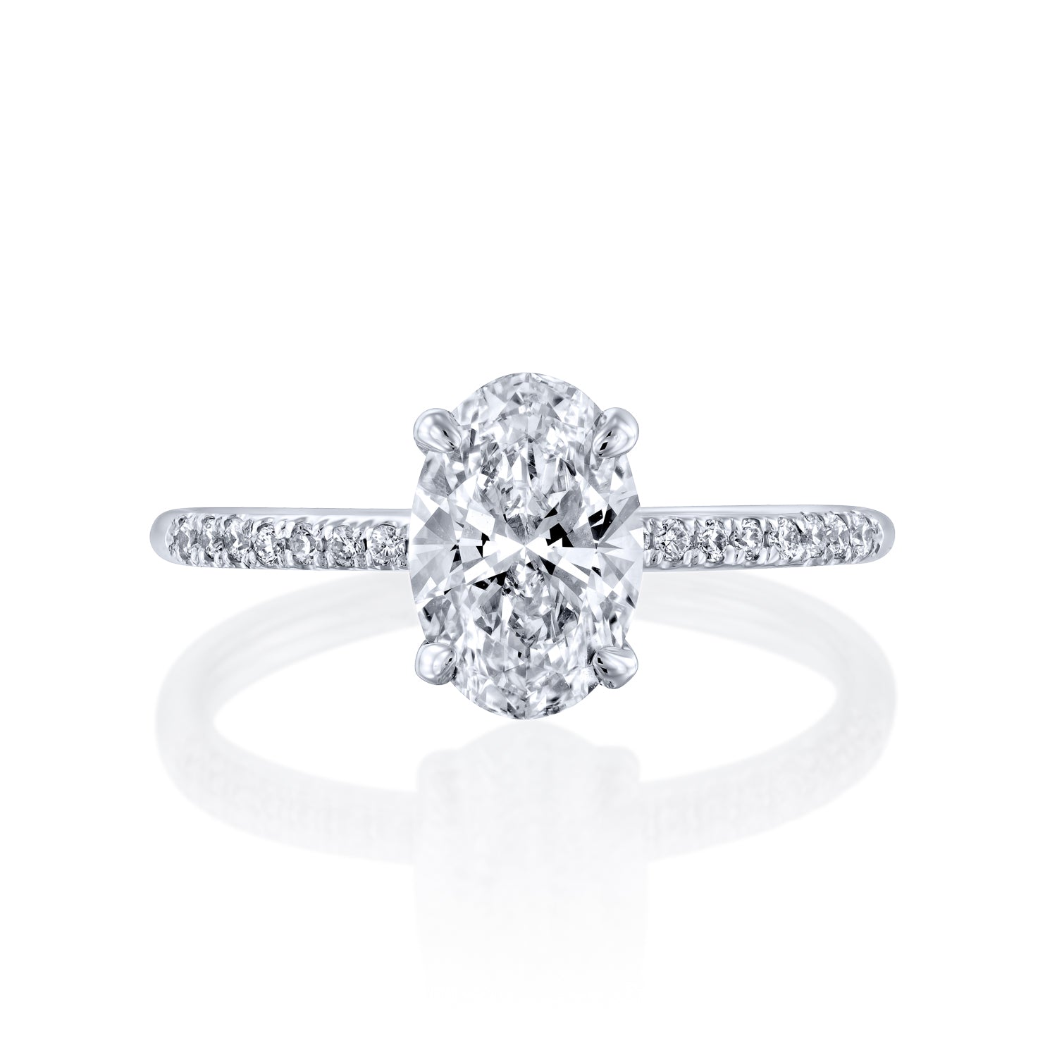 טבעת יהלום מעבדה "אריאנה משובצת" אובל זהב לבן