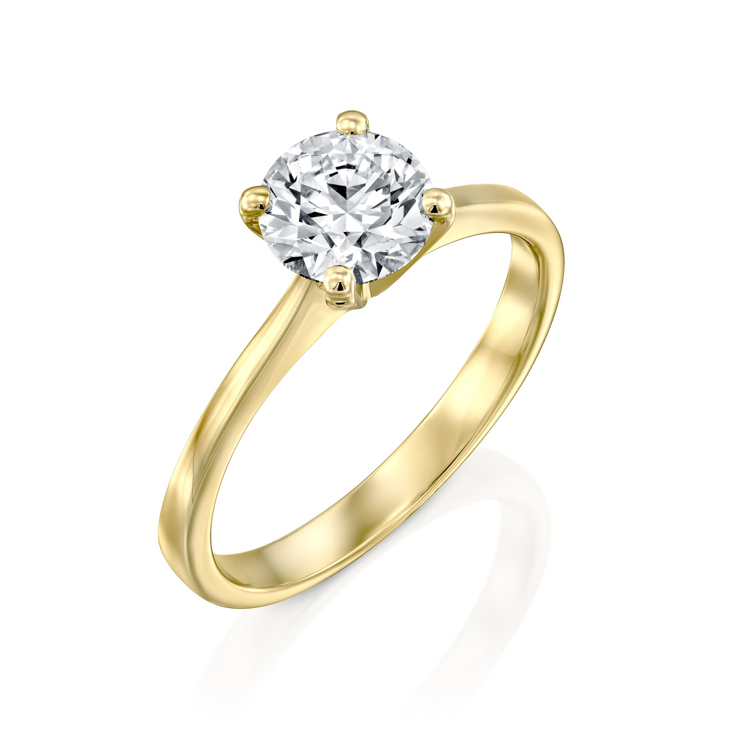 טבעת אירוסין יהלום מעבדה דייזי מזהב צהוב