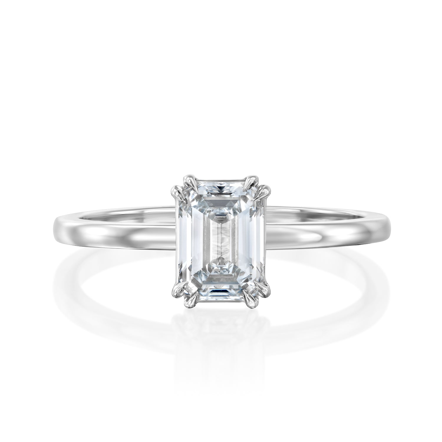 טבעת אירוסין "סוליטר אמרלד" זהב לבן