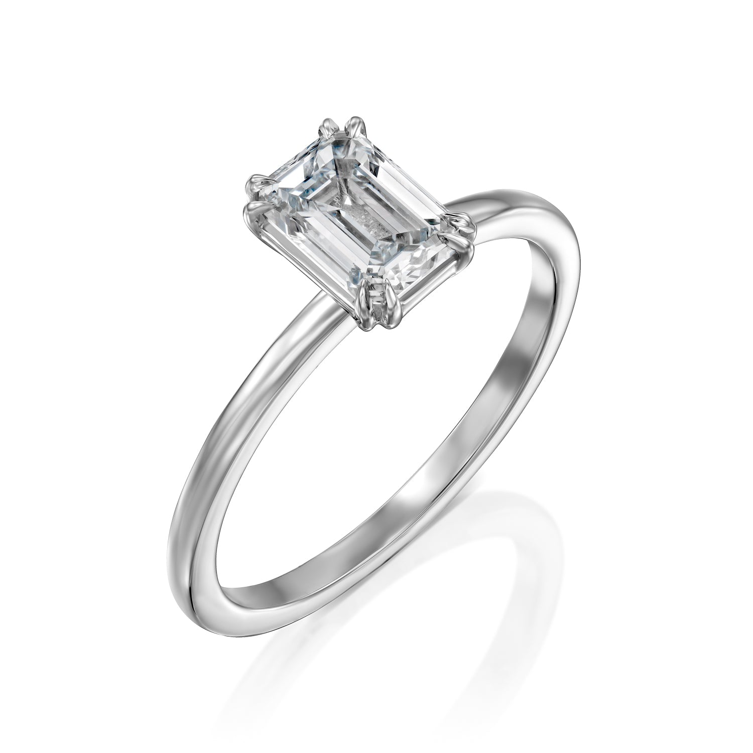 טבעת אירוסין "סוליטר אמרלד" זהב לבן