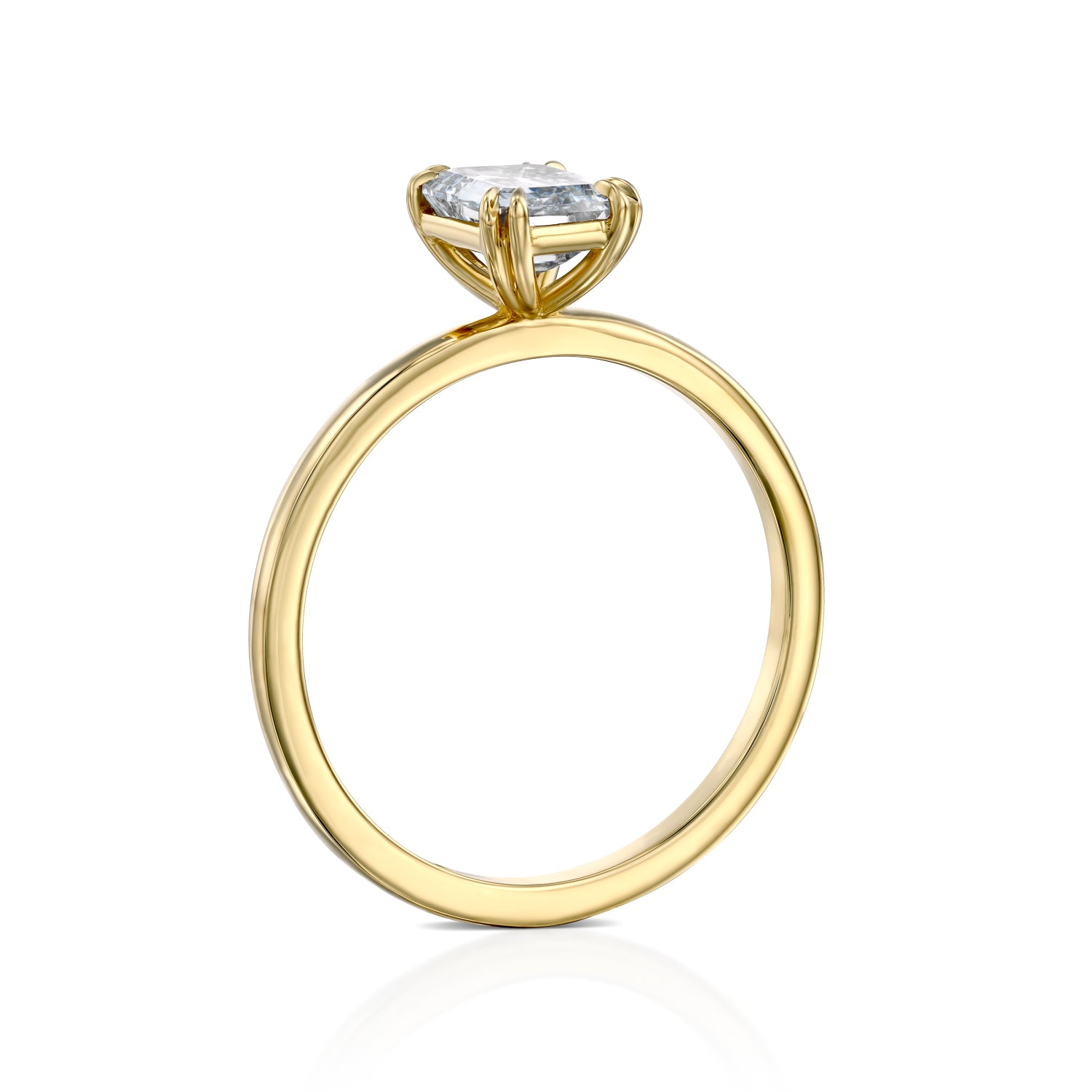 טבעת אירוסין "סוליטר אמרלד" זהב צהוב