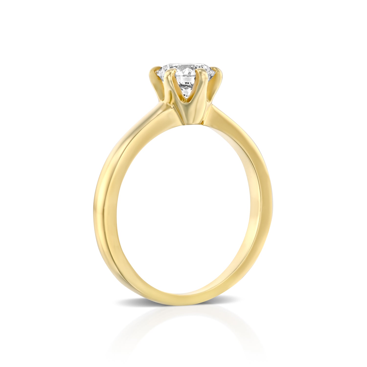 טבעת סוליטר יהלום מעבדה בעיצוב קלאסי מזהב צהוב דגם ניקול