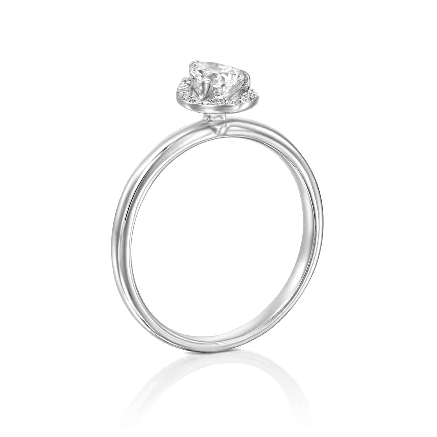 טבעת יהלום טיפה "רוז" זהב לבן