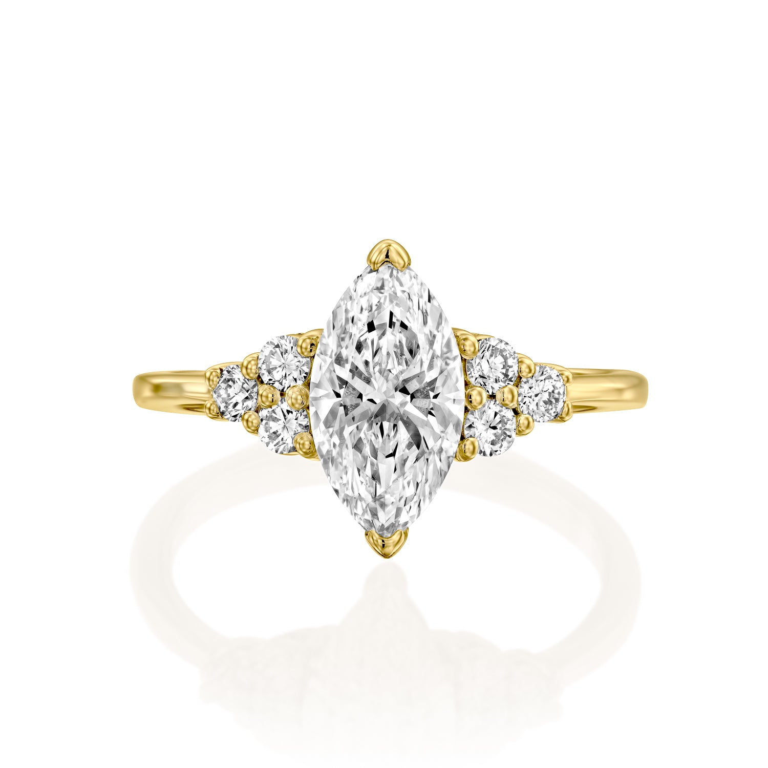 טבעת יהלום מעבדה ריילי מזהב צהוב בשיבוץ יהלומי מרקיזה