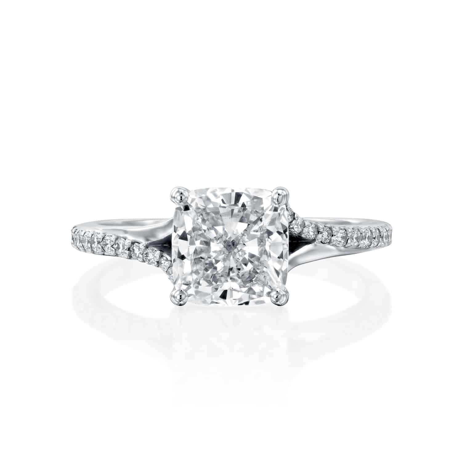 טבעת יהלומים ג'סיקה זהב לבן בשיבוץ cushion