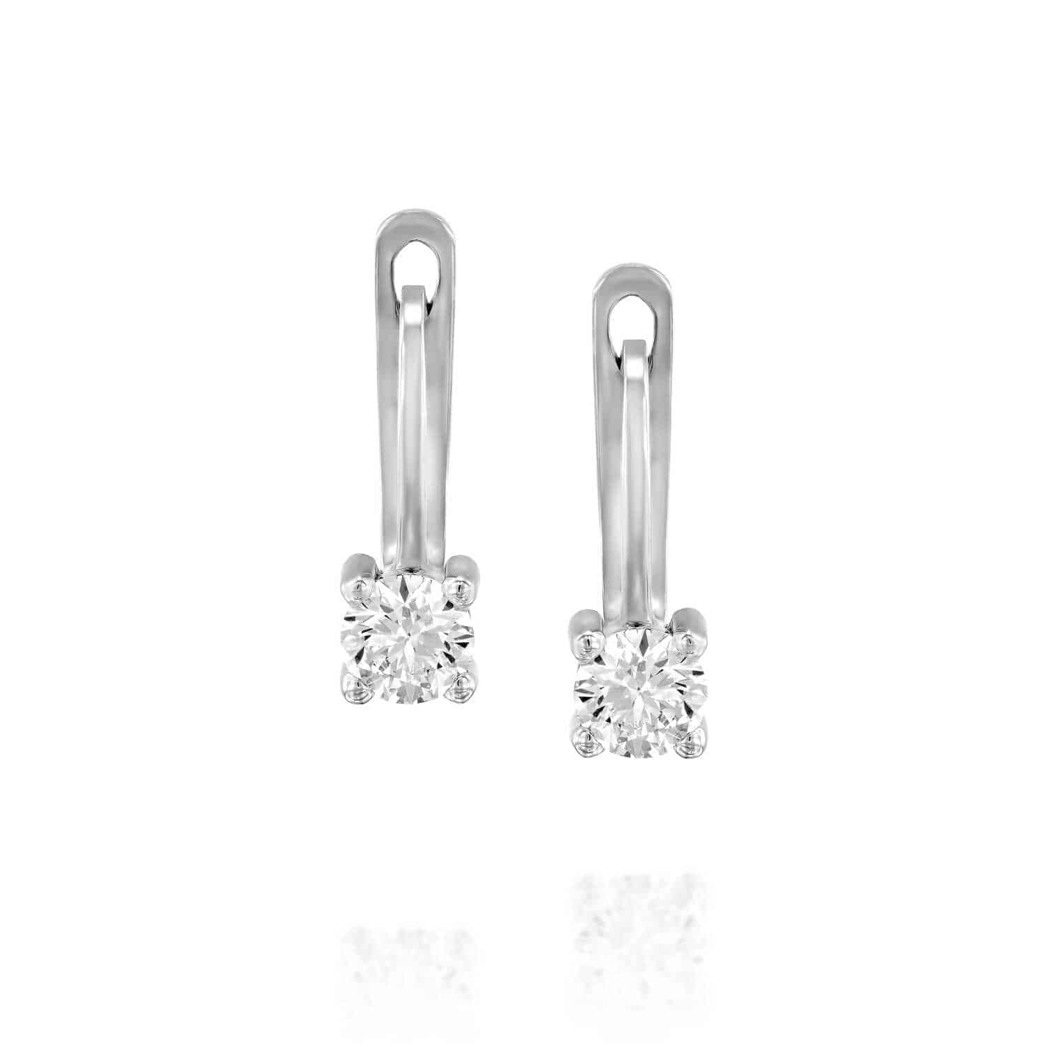 עגילי יהלום מעבדה תלוים סוליטר זהב לבן