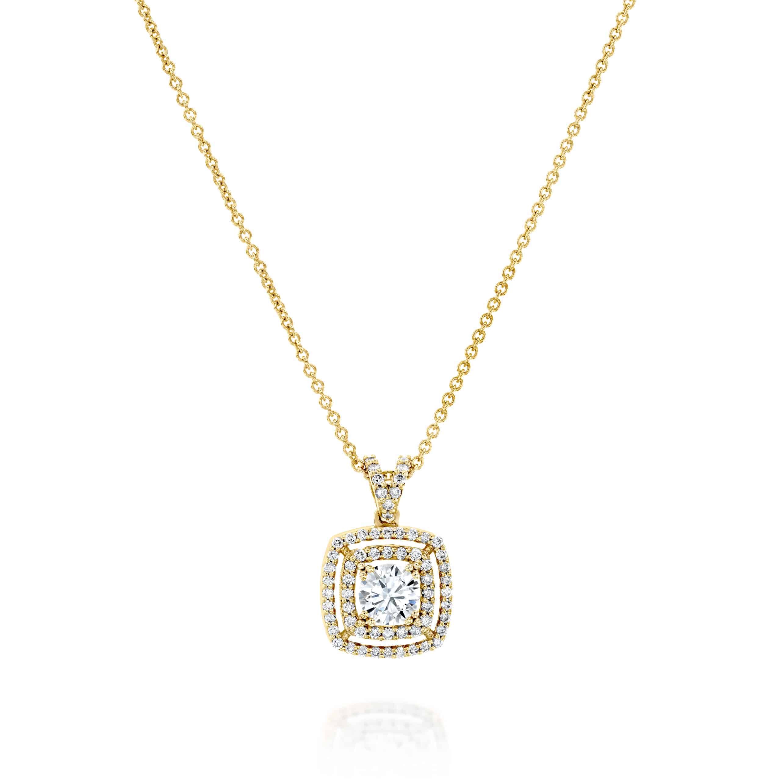 תליון יהלום "דאבל היילו" זהב צהוב