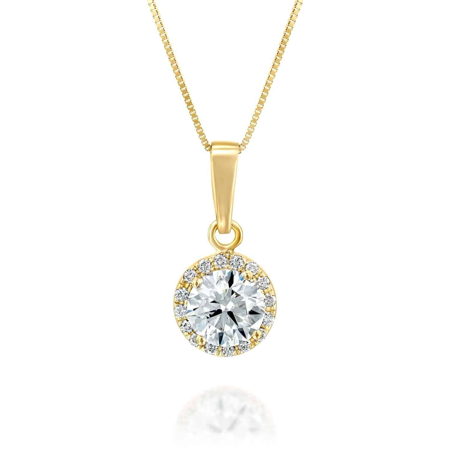 תליון "היילו" יהלומים זהב צהוב