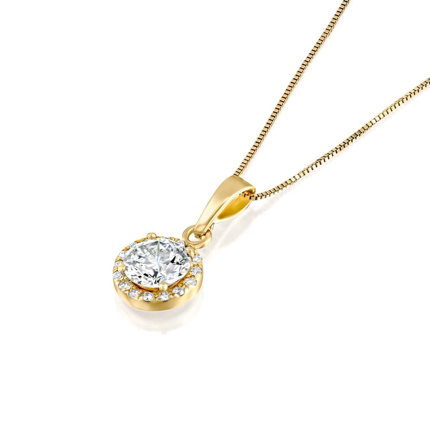 תליון "היילו" יהלומים זהב צהוב