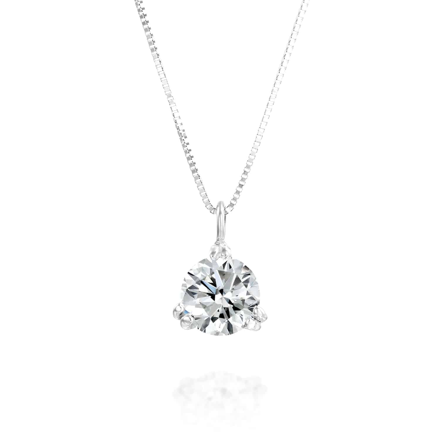 שרשרת יהלום סוליטר 3 שיניים זהב לבן