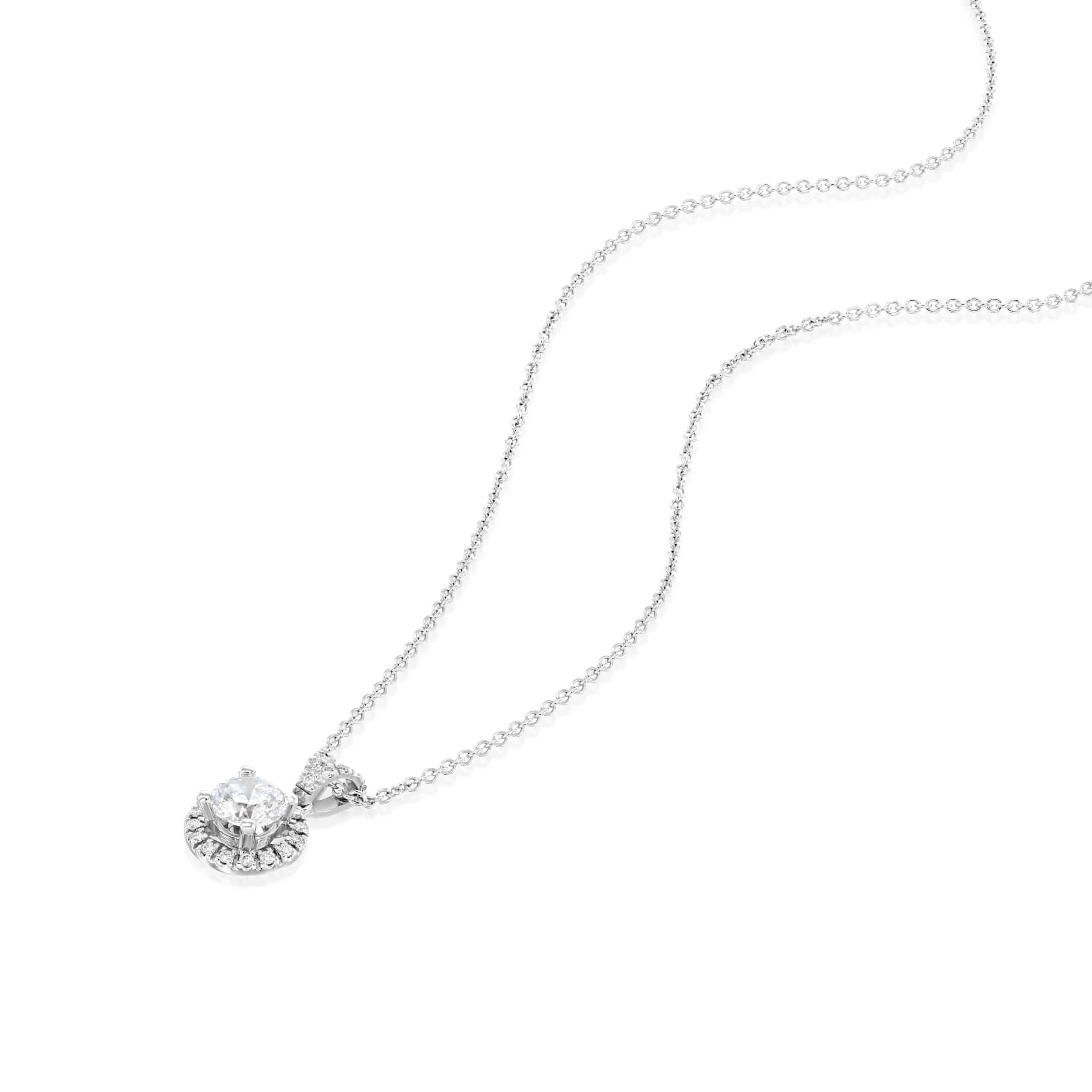 תליון יהלום בעיצוב קלאסי זהב לבן