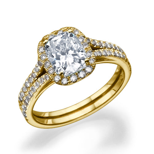 טבעת אירוסין פרנצסקה קושיין יהלום מעבדה בזהב צהוב