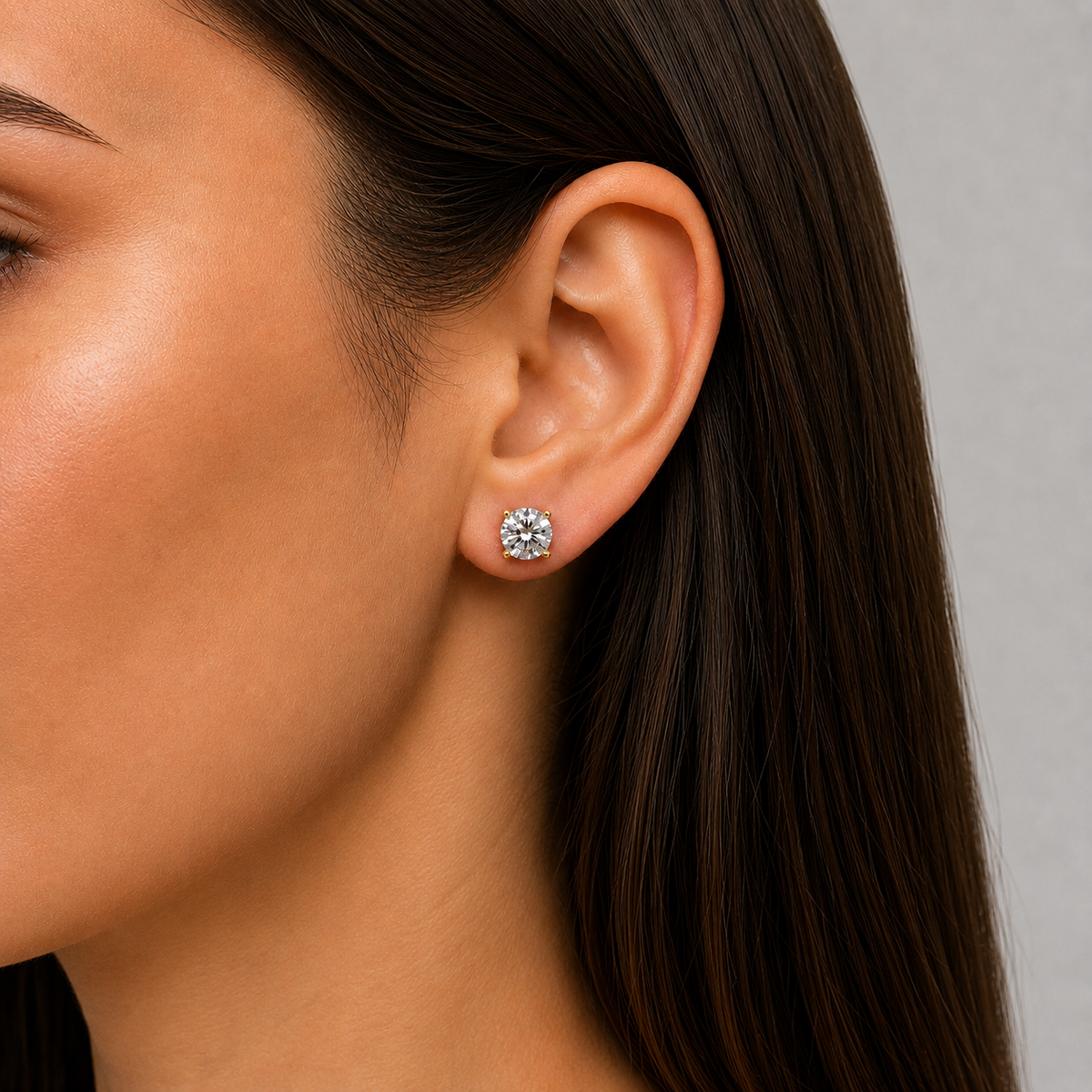 עגילי יהלומים צמודים לאוזן דגם מרטיני זהב צהוב