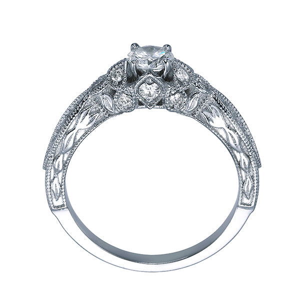 טבעת אירוסין אינס יהלום מעבדה בעיצוב וינטג מזהב לבן קלאסי