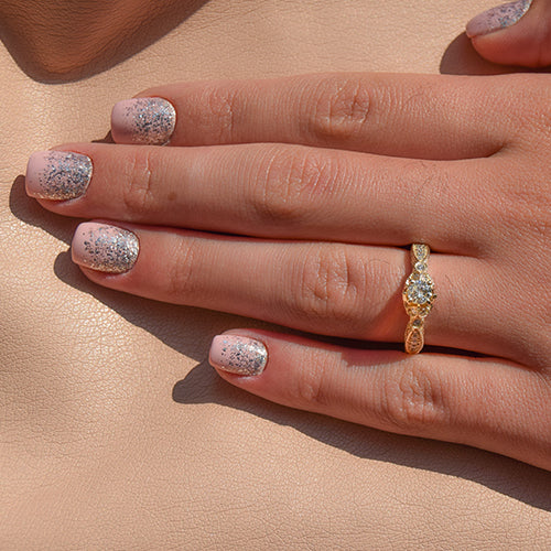 טבעת אירוסין אינס יהלום מעבדה בעיצוב וינטג מזהב צהוב יוקרתי