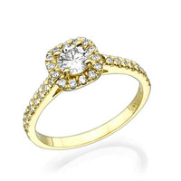 טבעת יהלומים אלה מזהב צהוב בעיצוב היילו