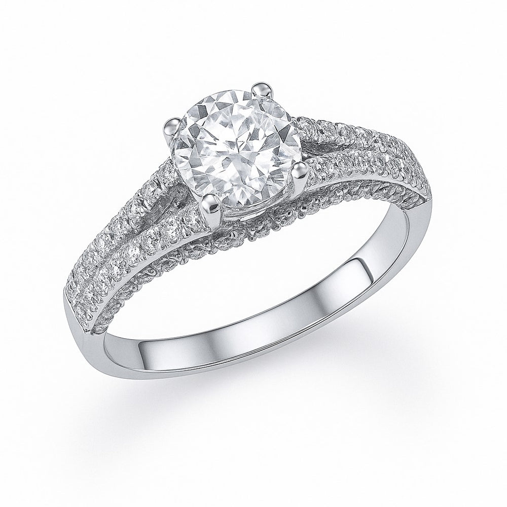 טבעת וינטאג' קטיה מזהב לבן עם יהלומי מעבדה – עיצוב יוקרתי