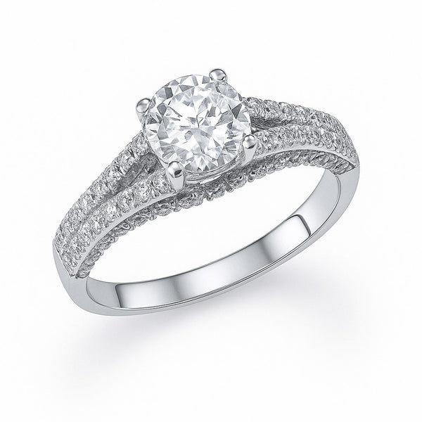 טבעת וינטאג' קטיה מזהב לבן עם יהלומי מעבדה – עיצוב יוקרתי