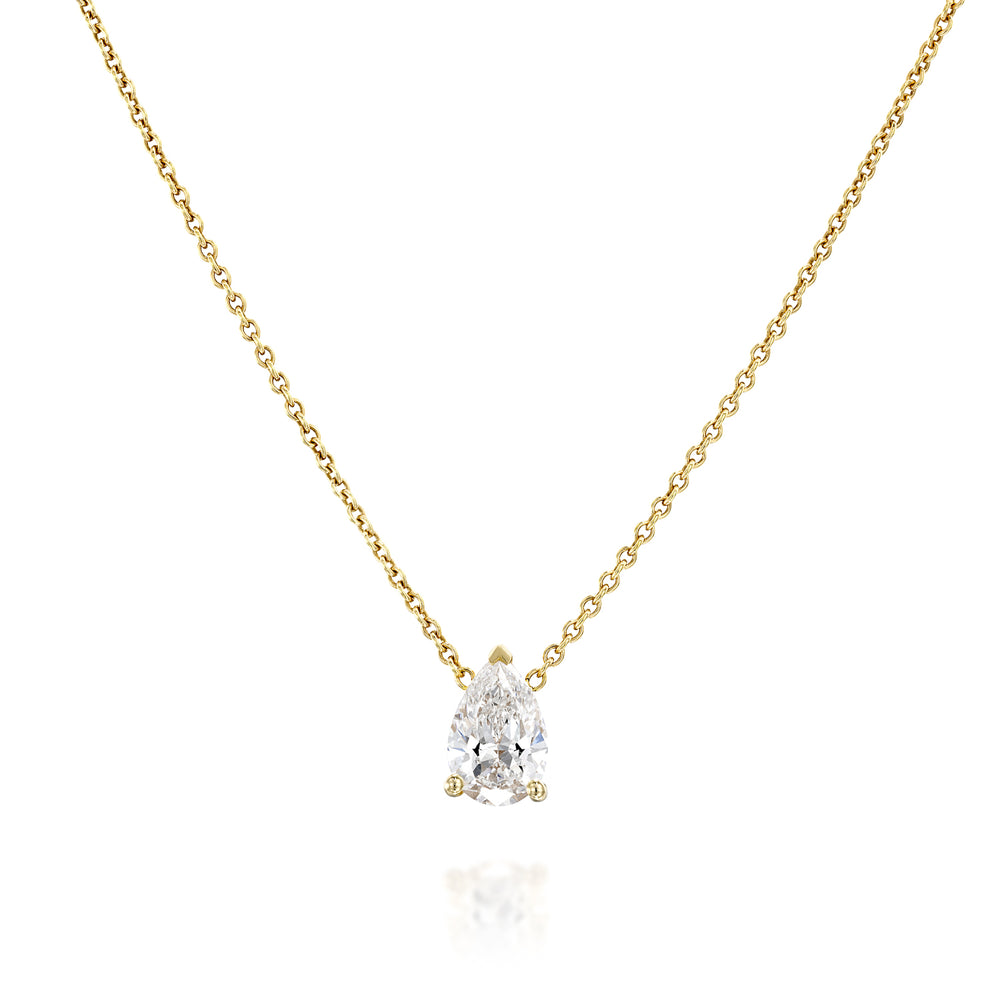 שרשרת יהלום תלוי בעיצוב טיפה בזהב צהוב