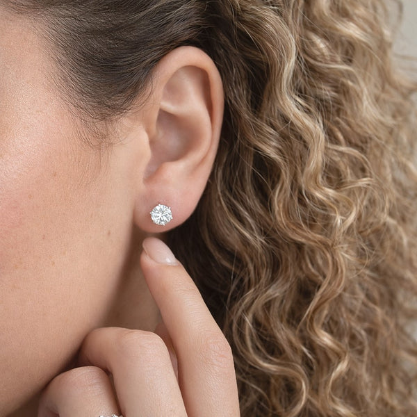 עגילי יהלומי מעבדה צמודים לאוזן 6 שיניים זהב לבן