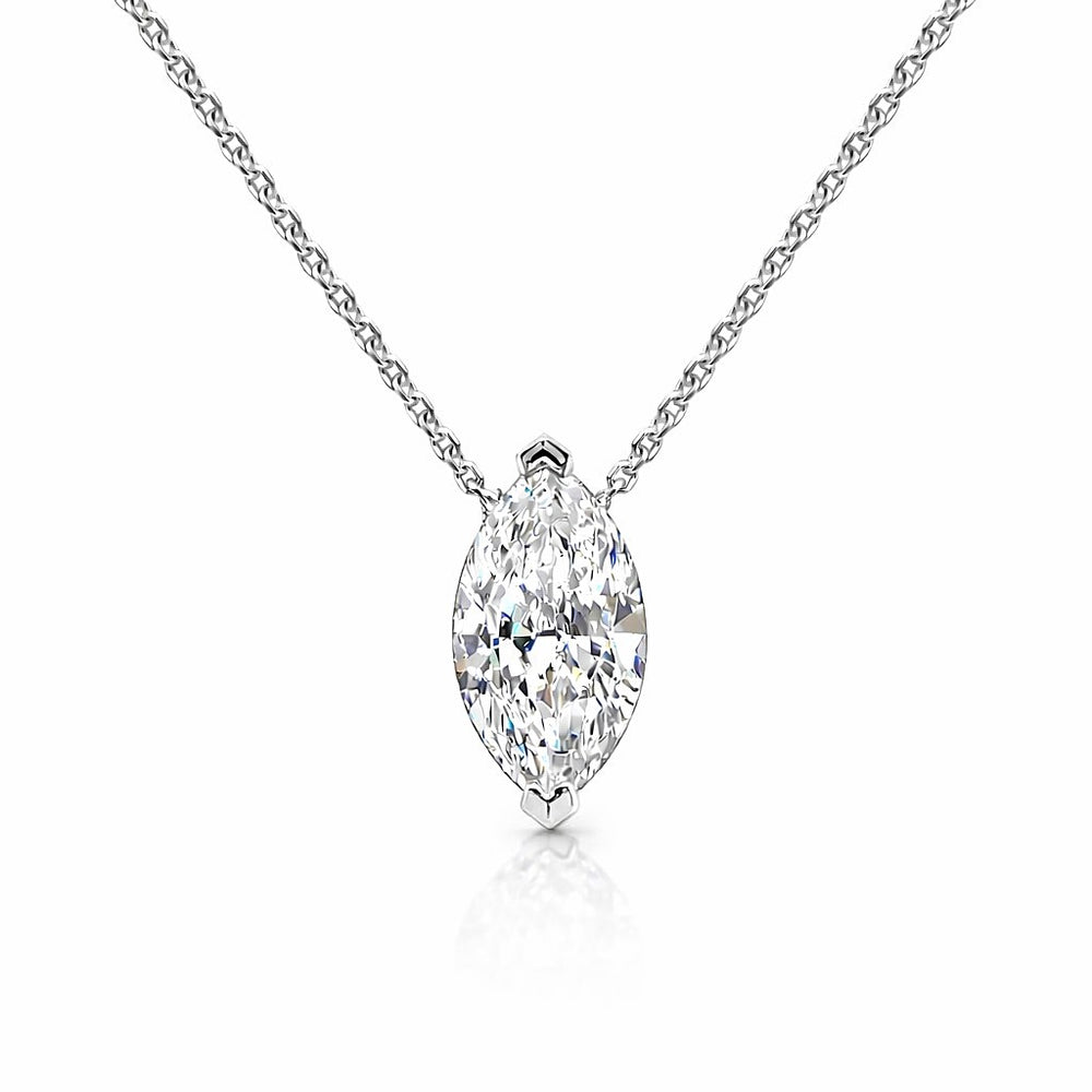 שרשרת יהלום מרחף מעבדה מרקיזה בזהב לבן