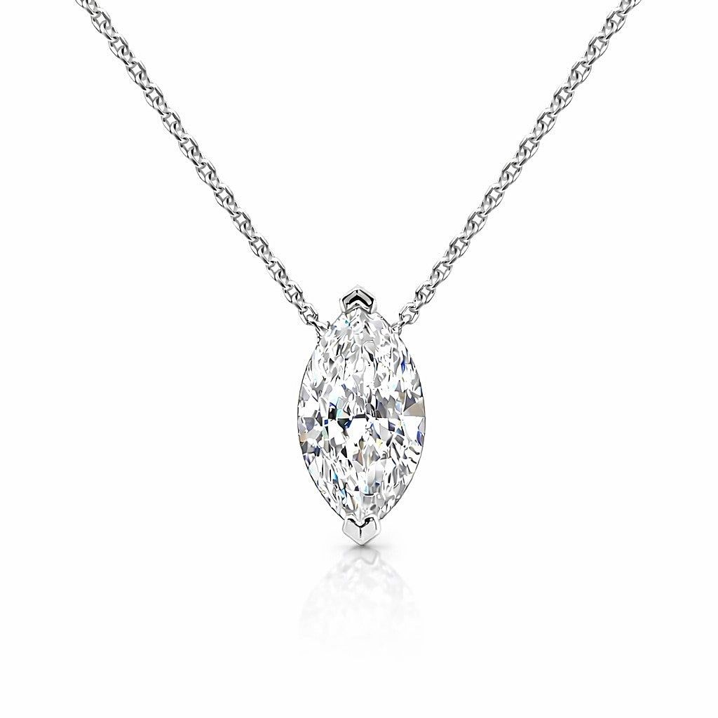 שרשרת יהלום מרחף מעבדה מרקיזה בזהב לבן