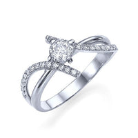 טבעת מייגן טוויסט זהב לבן יוקרתית עם יהלום מעבדה מבריק וזרועות משובצות