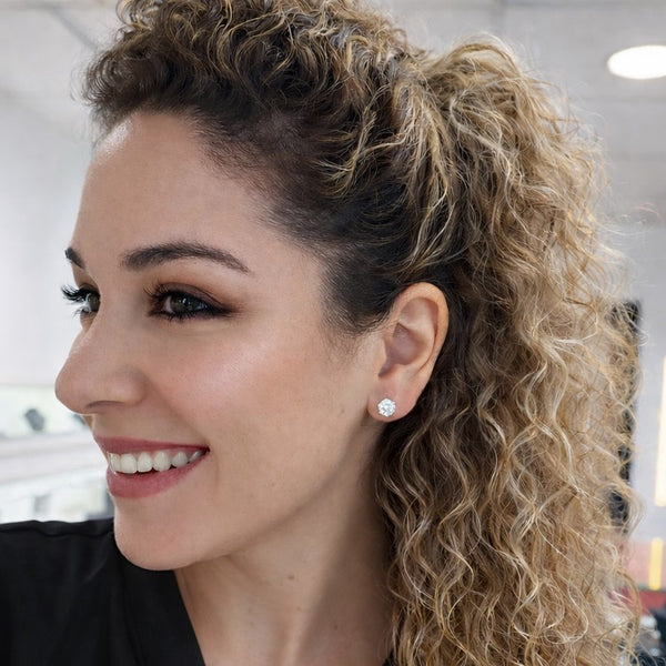 עגילי יהלומי מעבדה צמודים לאוזן 6 שיניים זהב לבן