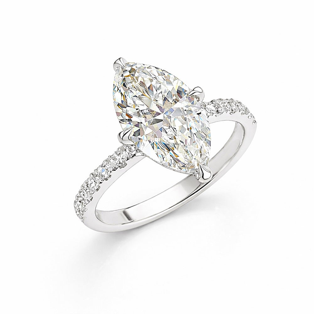 טבעת אירוסין יהלום מעבדה אריא מרקיזה בזהב לבן