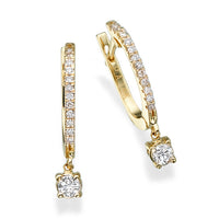 עגילי יהלומי מעבדה תלויים בזהב צהוב