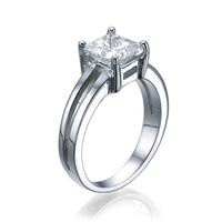 קרולינה טבעת יהלום מעבדה פרינסס מרובע זהב לבן בעיצוב מודרני מרשים