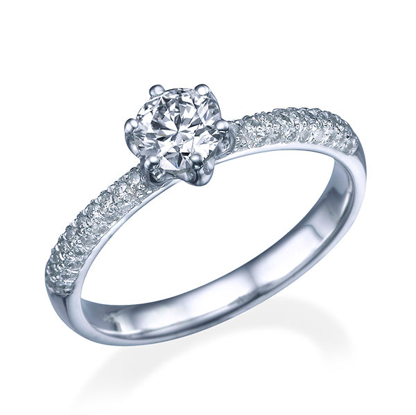 טבעת אירוסין לינדה שיבוץ שיניים מזהב לבן