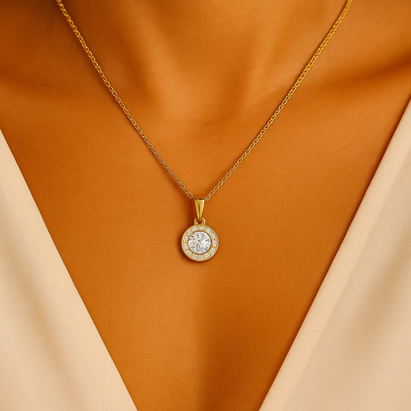 תליון "היילו" יהלומים זהב צהוב