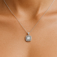 שרשרת יהלום "דאבל היילו" זהב לבן