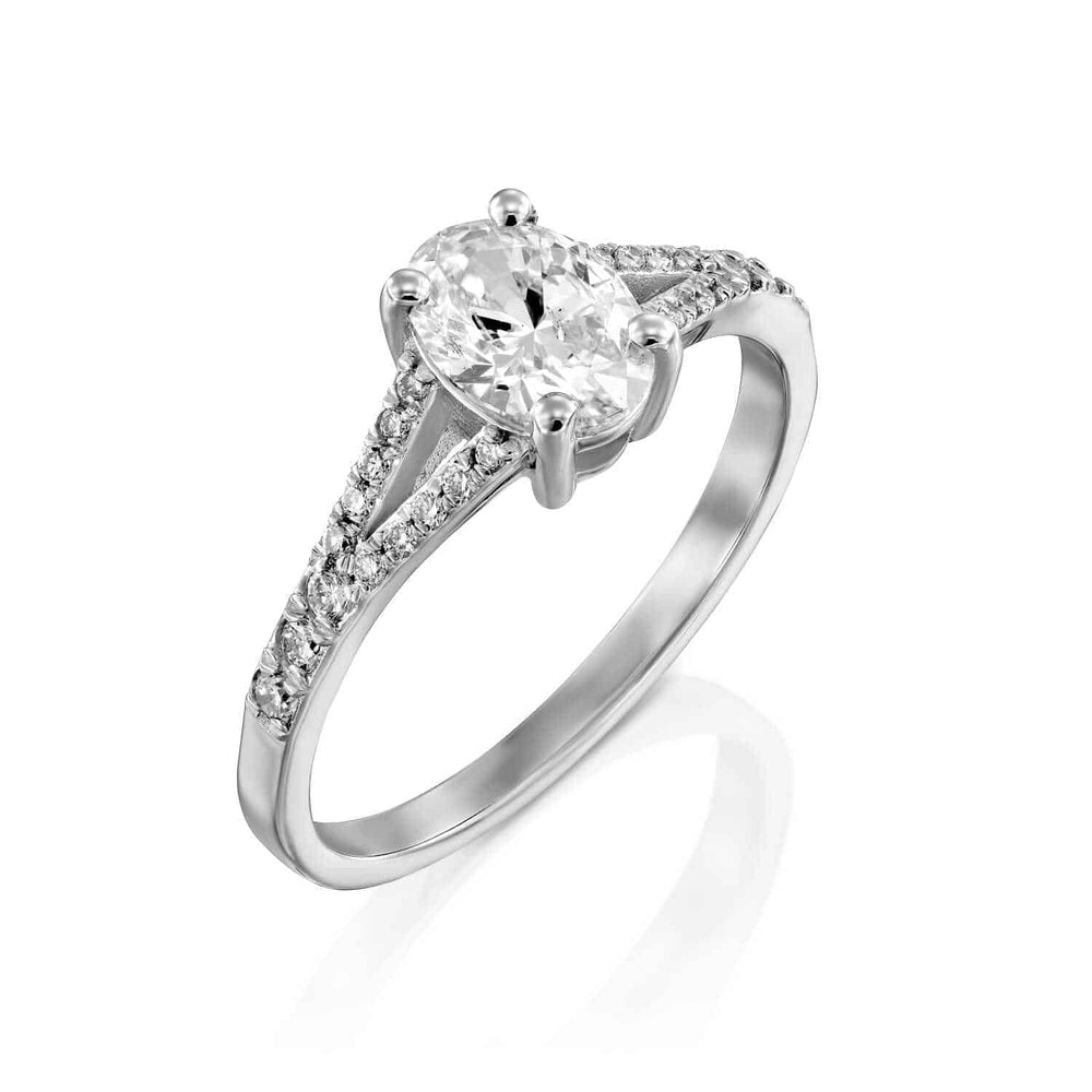 טבעת יהלום אובל "אמיליה" זהב לבן