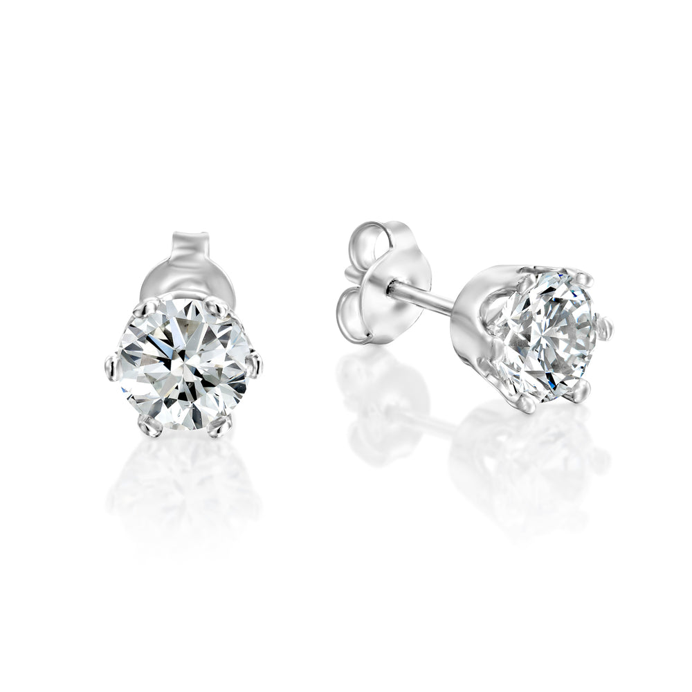 עגילי יהלומי מעבדה צמודים לאוזן 6 שיניים זהב לבן